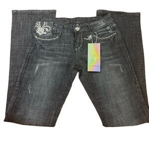 D-Fuz Premium Denimwear Skinny Bootcut Rhinestone Women's Jeans Size 5/6